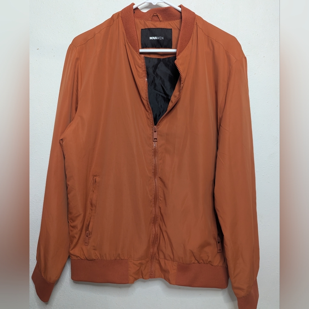 Y2K Style Men Nylon Bomber Jacket Size M